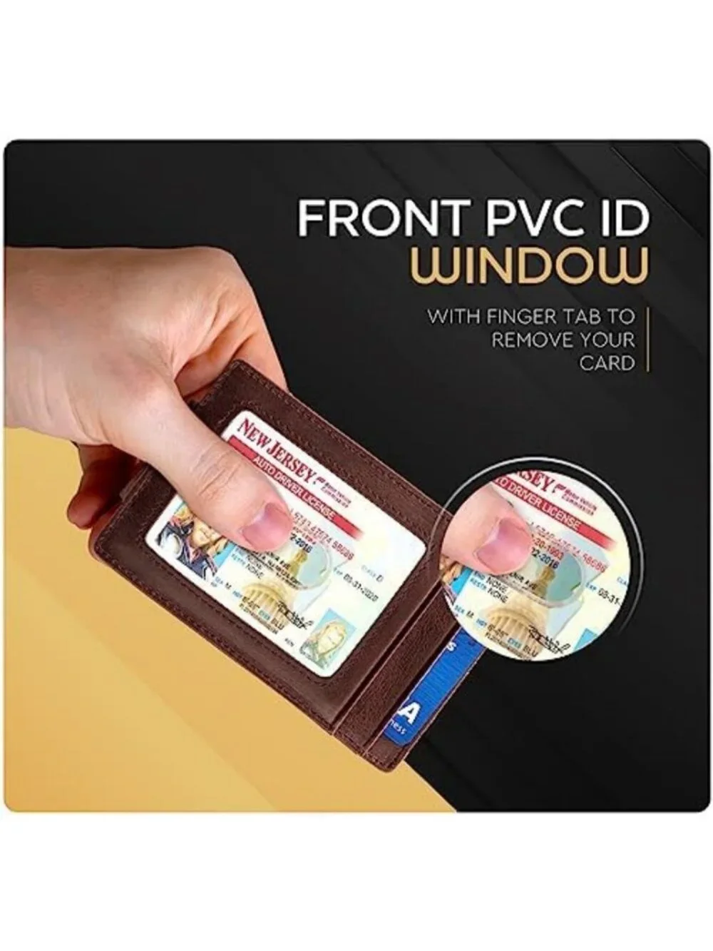 Men's RFID Blocking Leather Money Clip Wallet with Strong Magnetic Closure